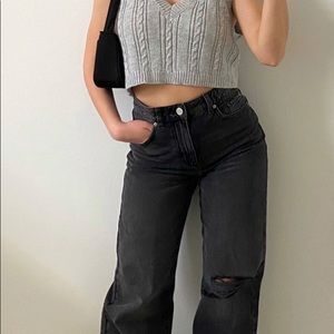 Wide legged jean - Washed Black